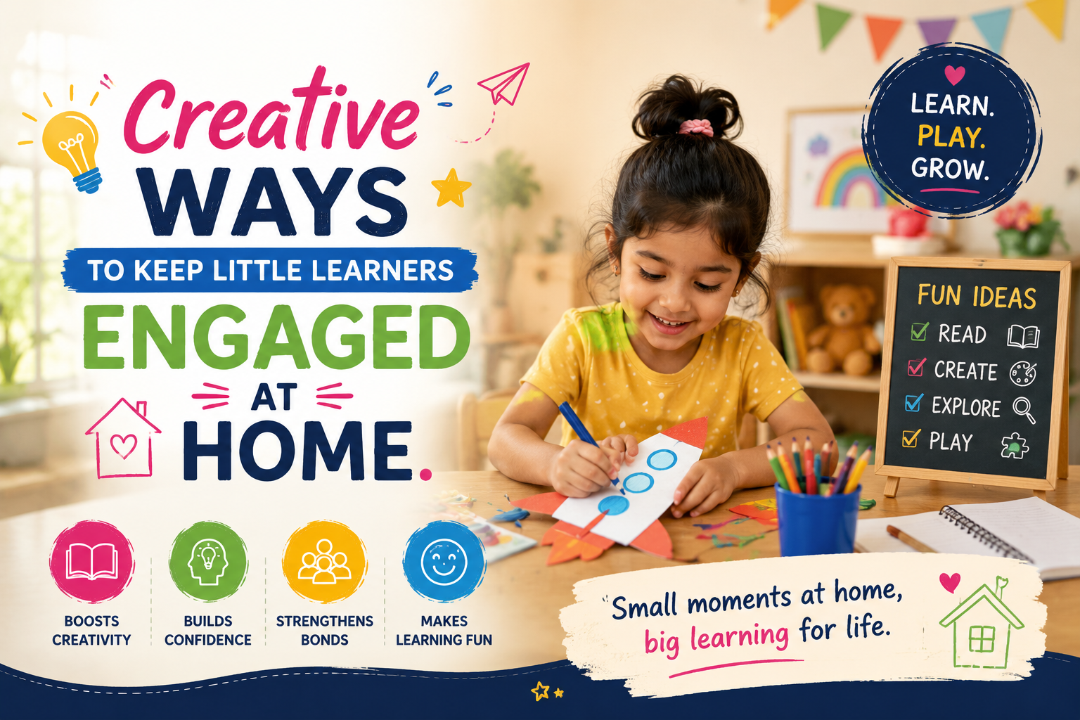 Creative ways to keep little learners engaged at home.